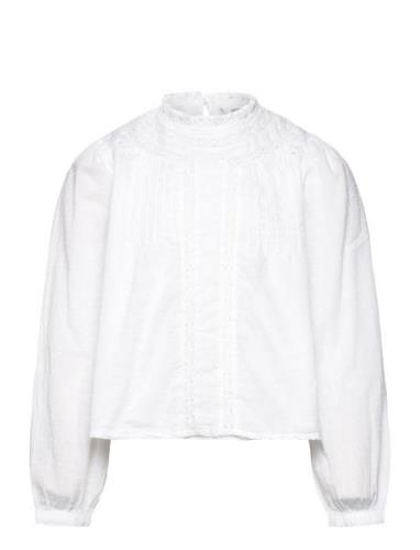 Embroidered Cotton Blouse Tops Blouses & Tunics White Mango