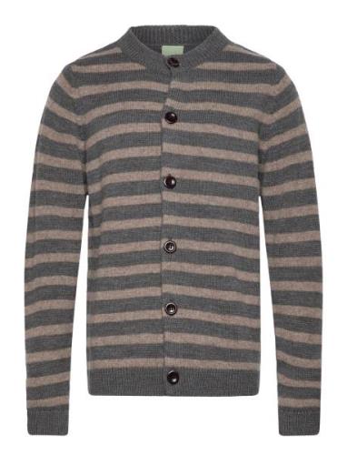 Striped Cardigan Tops Knitwear Cardigans Brown FUB