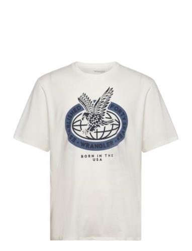 Americana Tee Tops T-shirts Short-sleeved White Wrangler