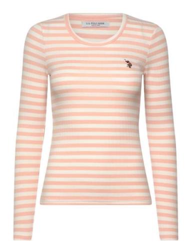 Chanett New Reg Rib Uspa W Tee Tops T-shirts & Tops Long-sleeved Pink ...