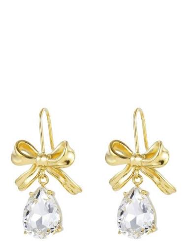 Bow Crystal Earring Korvakoru Korut Gold Bud To Rose