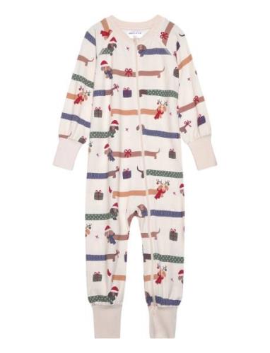 Bamboo Two Way Zip Pyjamas Pyjama Sie Jumpsuit Haalari Cream Geggamoja