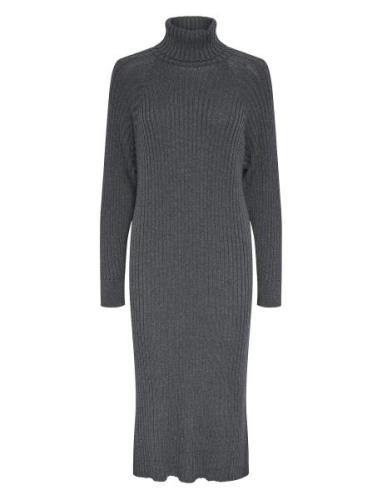 Yasmavi Knit Midi Rollneck Dress Noos Polvipituinen Mekko Grey YAS