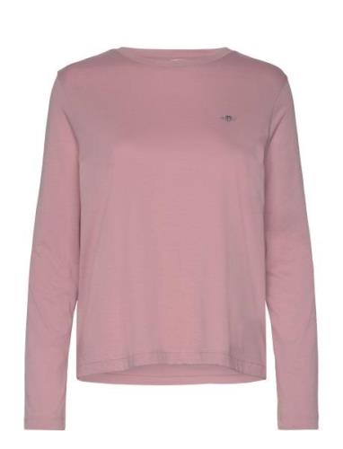 Reg Shield Ls T-Shirt Tops T-shirts & Tops Long-sleeved Pink GANT