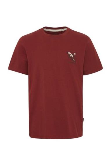 Tee Tops T-shirts Short-sleeved Burgundy Blend