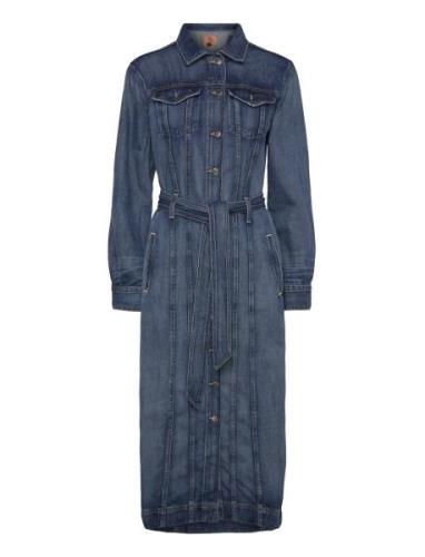 Belted Denim Shirtdress Maksimekko Juhlamekko Blue Lauren Ralph Lauren