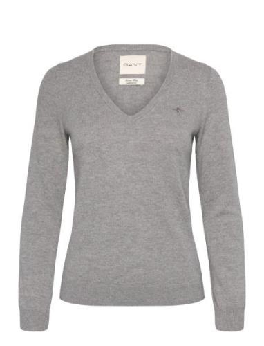 Extrafine Lambswool V-Neck Tops Knitwear Jumpers Grey GANT