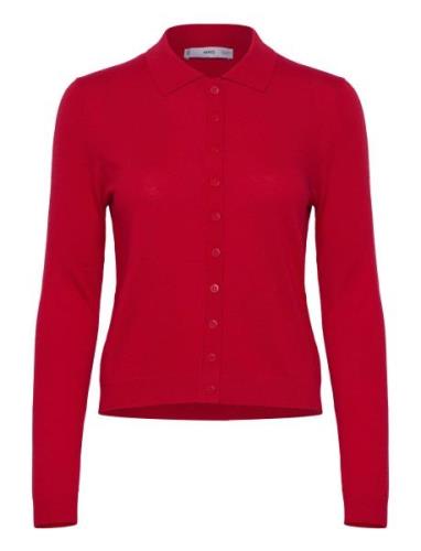 Polo-Neck Cardigan Tops Knitwear Cardigans Red Mango