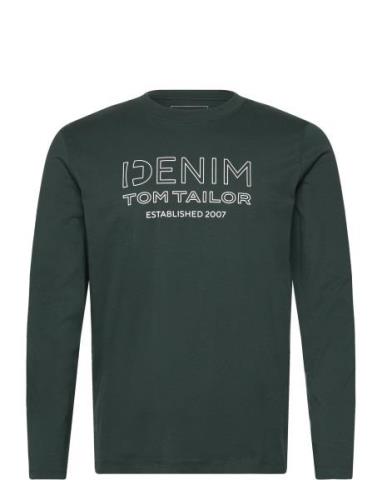 Printed Longsleeve Tops T-shirts Long-sleeved Green Tom Tailor