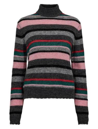 Nuriette Stripe Highneck Pullover Tops Knitwear Turtleneck Grey Nümph