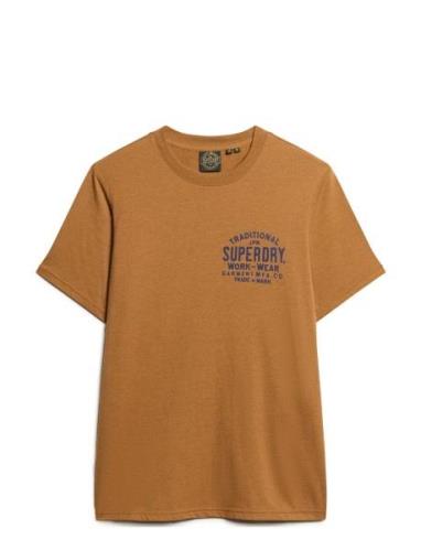 Machined Goods Workwear Tee Tops T-shirts Short-sleeved Brown Superdry