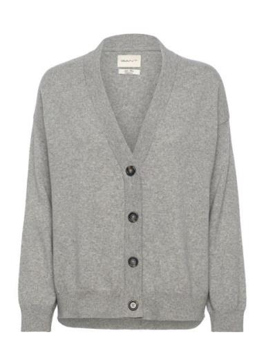 Superfine Lambswool Cardigan Tops Knitwear Cardigans Grey GANT