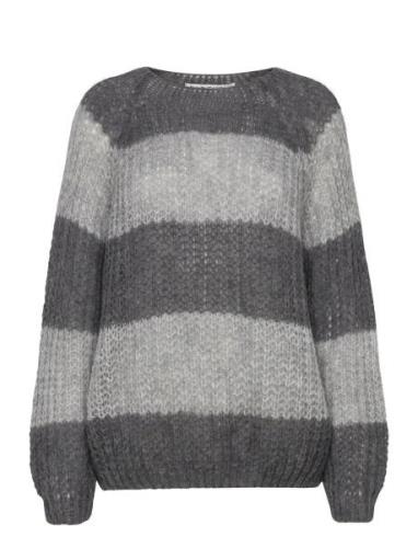 Pzpeyton Ls Striped Ck Pullover Tops Knitwear Jumpers Grey Pulz Jeans