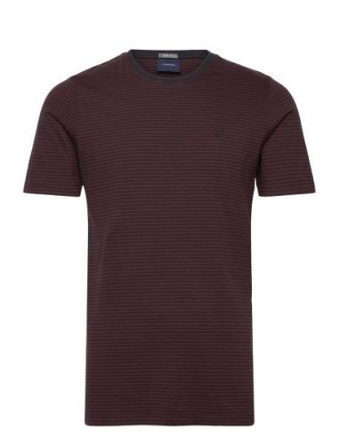 Stripe Tee Tops T-shirts Short-sleeved Burgundy Lindbergh