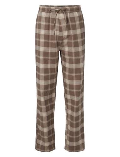 Konrad Organic Cotton Checked Flannel Pajama Pants Pyjama Beige Lexing...