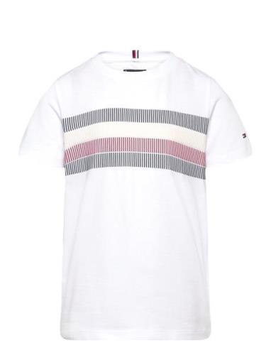 Global Stripe Print Reg Tee Ss Tops T-shirts Short-sleeved White Tommy...