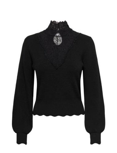 Onlrebecca Ls Mix Highneck Knt Tops Knitwear Jumpers Black ONLY