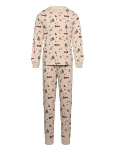 Pyjamas Set Aop Pyjamasetti Pyjama Beige Minymo