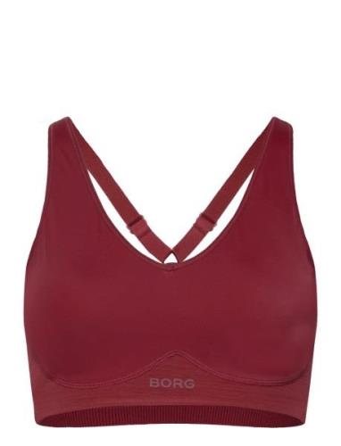 Borg Mid V Support Sport Bras & Tops Sports Bras - All Burgundy Björn ...