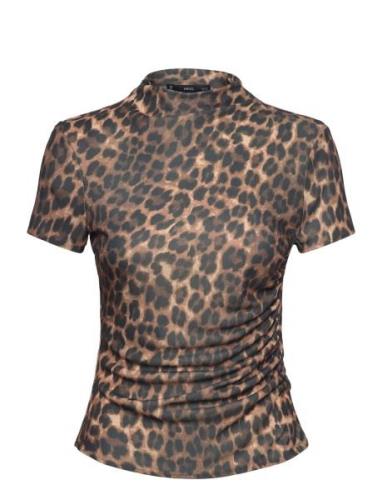 Leopard T-Shirt With Ruffled Detail Tops T-shirts & Tops Short-sleeved...