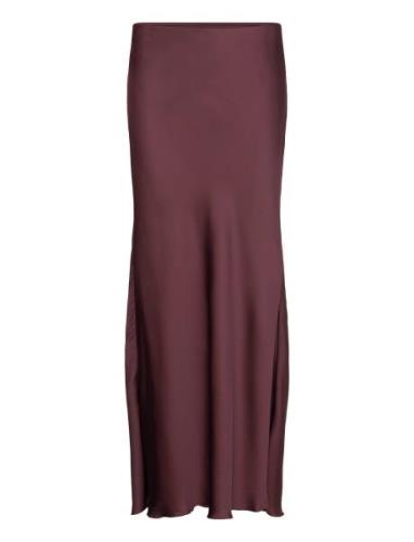 Skirt Mary Pitkä Hame Burgundy Lindex