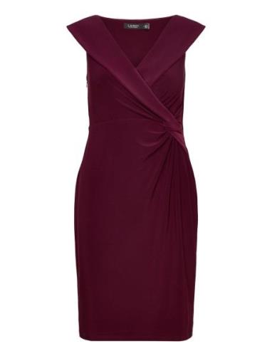 Jersey Off-The-Shoulder Cocktail Dress Lyhyt Mekko Burgundy Lauren Ral...