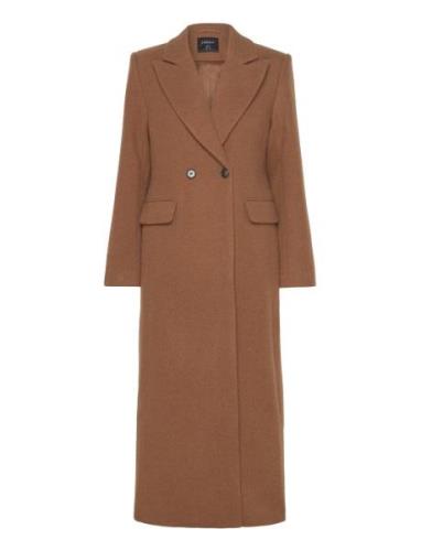 Coat Sam Villakangastakki Pitkä Takki Brown Lindex