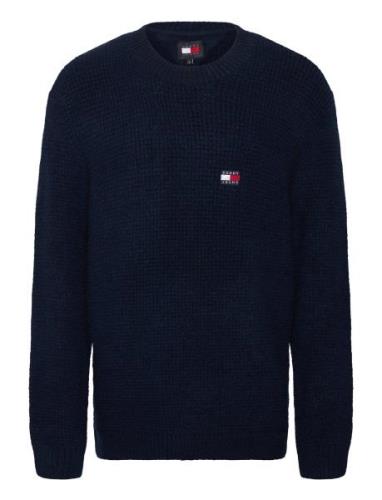 Tjm Reg Waffle Sweater Tops Knitwear Round Necks Navy Tommy Jeans