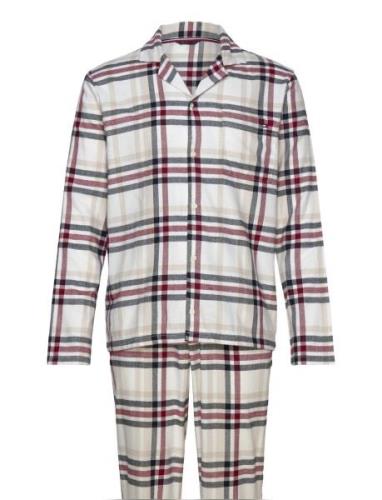 Ls Flannel Pj Shirt Set Pyjama Beige Tommy Hilfiger