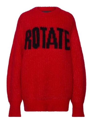 Knitted Logo Sweater Tops Knitwear Jumpers Red ROTATE Birger Christens...