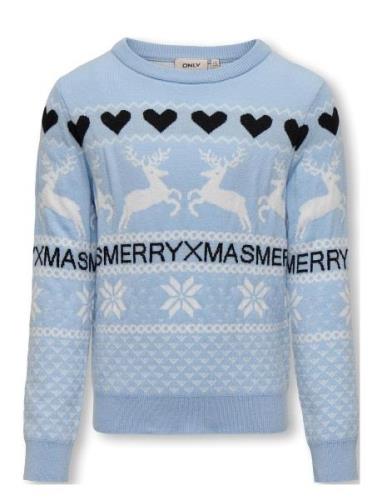 Kogmerry Xmas Ls O-Neck Box Cs Knt Tops Knitwear Pullovers Blue Kids O...