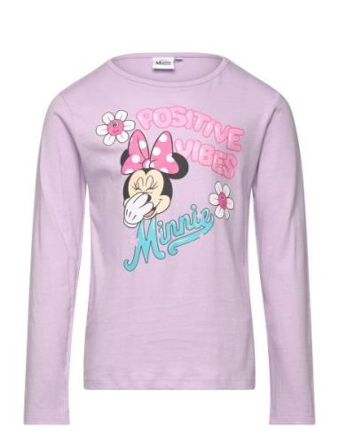 Tshirt Tops T-shirts Long-sleeved T-shirts Purple Minnie Mouse