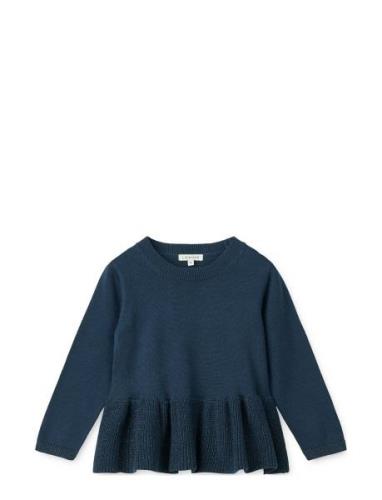 Esme Lurex Knit Jumper Tops Knitwear Pullovers Navy Liewood