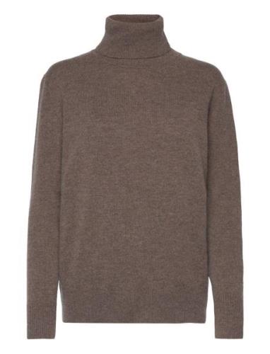 Wool & Cashmere Pullover Tops Knitwear Turtleneck Brown Rosemunde