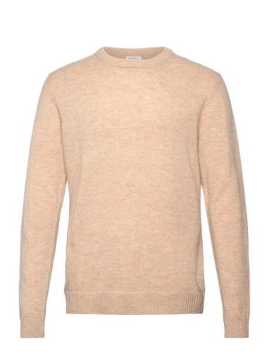 Lambswool O-Neck Knit Tops Knitwear Round Necks Beige Lindbergh