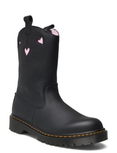 Bex Heart P-O Boot Y Black+Pale Pink Classic Nappa+Patent Lamper Boots...