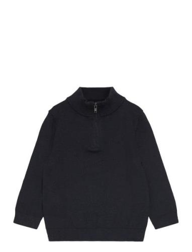 Zip Neck Jumper Tops Knitwear Pullovers Navy Mango