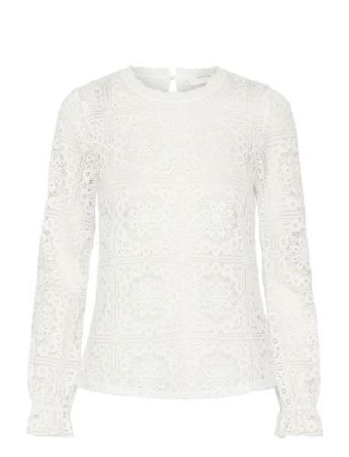 Crtiley Lace Blouse Tops Blouses Long-sleeved White Cream