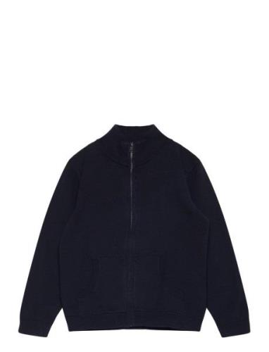 Zipped Cardigan Tops Knitwear Cardigans Navy Mango