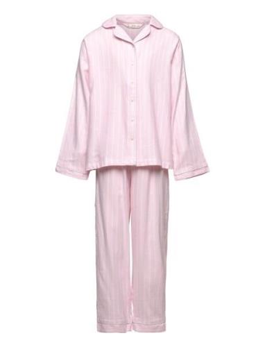 Striped Long Pyjamas Pyjamasetti Pyjama Pink Mango