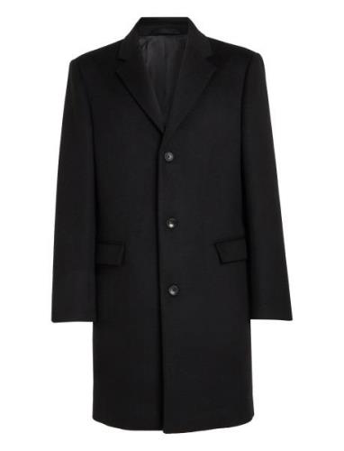 Fine Wool Blend Coat Villakangastakki Pitkä Takki Black Calvin Klein