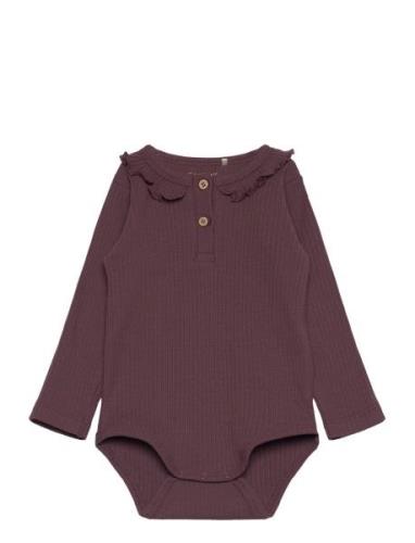 Body Ls Rib Bodies Long-sleeved Burgundy Fixoni