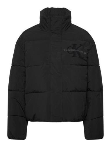 Chenille Monologo Puffer Vuorillinen Takki Topattu Takki Black Calvin ...