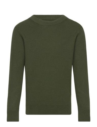 Kobphil Crew Neck Pullover L/S Knt Tops Knitwear Pullovers Khaki Green...