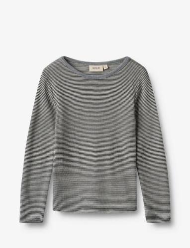 Wool T-Shirt L/S Alfie Tops T-shirts Long-sleeved T-shirts Navy Wheat