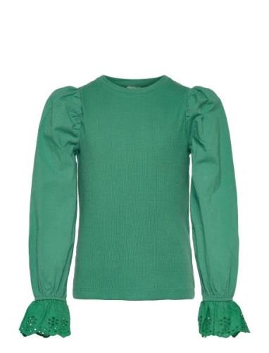 T-Shirt Ls Tops Blouses & Tunics Green Creamie