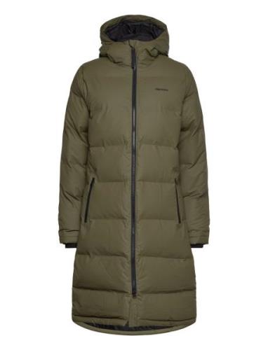 Leia Coat Topattu Pitkä Takki Khaki Green Tretorn