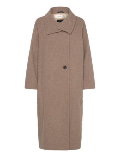 Thoraiw Collar Coat Villakangastakki Pitkä Takki Beige InWear