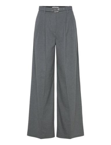 Freja Wide Bottoms Trousers Wide Leg Grey Reiss