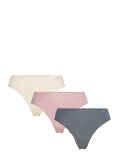 Thong 3Pk Stringit Alusvaatteet Multi/patterned Calvin Klein